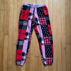 Victoria's Secret Patchwork Plaid Pajama Jogger Pants XS Pink Black Red